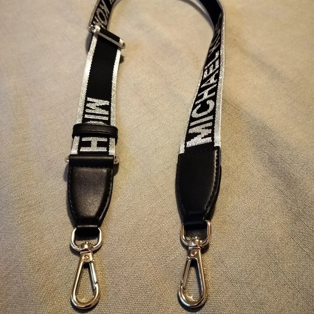 Michael Kors Jet Set Travel 40MM Logo Webbing Strap Black Silver